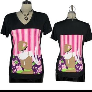 Peter Nygard Embellish Black Top Size S